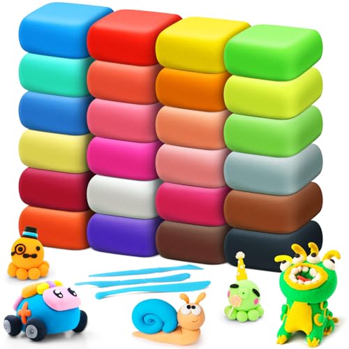 Modelliermasse-Set - 24 Farben Lufttrockener Magischer Knete für Kinder, Geschenk für Jungen und Mädchen im Alter von 3-12 Jahren von YOPINSAND