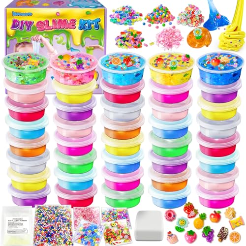 YOPINSAND 40 Farben DIY Schleim Kit, Slime Making Kit für Mädchen, Crystal Clear Slime, Glow in The Dark Slime mit Add-Ins Schaumstoffkugeln, Charms, Glitter, Geschenk-Spielzeug für Kinder YOPINSAND 40 Farben DIY Schleim Kit, Slime Making Kit für Mädchen, Crystal Clear Slime, Glow in The Dark Slime mit Add-Ins Schaumstoffkugeln, Charms, Glitter, Geschenk-Spielzeug für Kinder von YOPINSAND