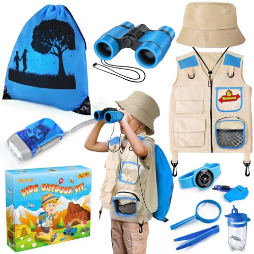 YOPINSAND Forscherset für Kinder, Exploration Spielzeug mit Weste, Hut, Rucksack und Kindern Fernglas, Kindern Campingausrüstung, tolles Outdoor Camping Spielzeug für Jungen und Mädchen von YOPINSAND