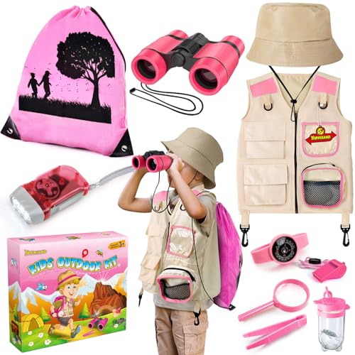 YOPINSAND Forscherset für Kinder, Exploration Spielzeug mit Weste, Hut, Rucksack und Kindern Fernglas, Kindern Campingausrüstung, tolles Outdoor Camping Spielzeug für Jungen und Mädchen von YOPINSAND