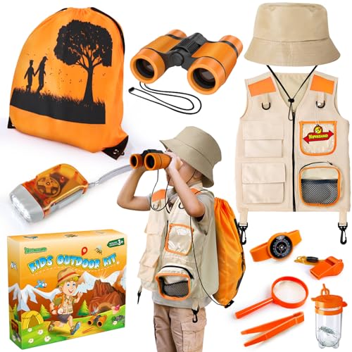YOPINSAND Forscherset für Kinder, Exploration Spielzeug mit Weste, Hut, Rucksack und Kindern Fernglas, Kindern Campingausrüstung, tolles Outdoor Camping Spielzeug für Jungen und Mädchen von YOPINSAND