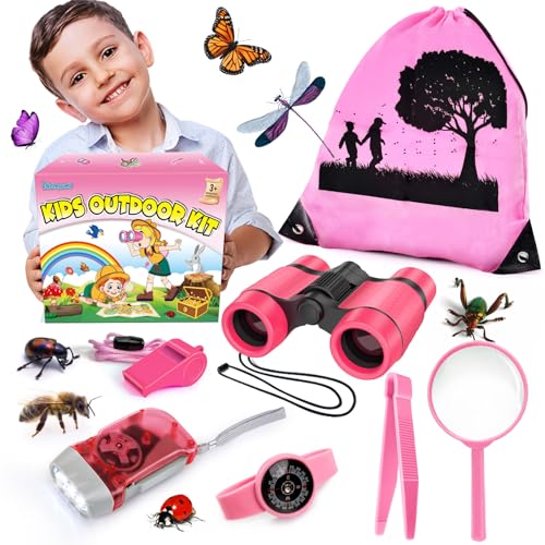 YOPINSAND Forscherset für Kinder, Fernglas für Kinder, Exploration Spielzeug mit Rucksack, Outdoor Camping Spielzeug für Jungen und Mädchen von YOPINSAND