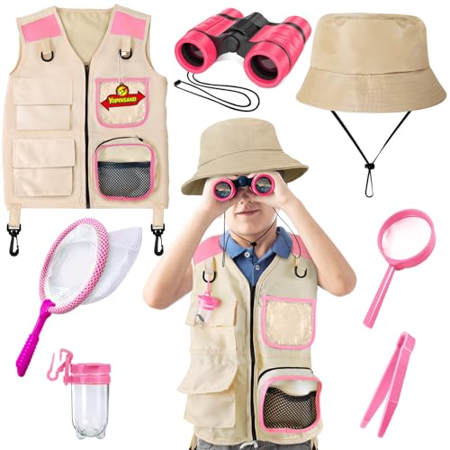 Forscherset für Kinder, Exploration Spielzeug mit Weste, Hut und Kindern Fernglas, Kindern Campingausrüstung mit Käferfänger-Erkundungsset, tolles Outdoor Camping Spielzeug für Jungen und Mädchen von YOPINSAND