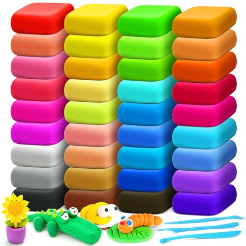 YOPINSAND Modelliermasse-Set - 36 Farben Lufttrockener Magischer Knete für Kinder, Geschenk für Jungen und Mädchen im Alter von 3-12 Jahren von YOPINSAND