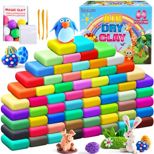 YOPINSAND Modelliermasse-Set - 64 Farben Lufttrockener Magischer Knete für Kinder, Geschenk für Jungen und Mädchen im Alter von 3-12 Jahren YOPINSAND Modelliermasse-Set - 64 Farben Lufttrockener Magischer Knete für Kinder, Geschenk für Jungen und Mädchen im Alter von 3-12 Jahren von YOPINSAND