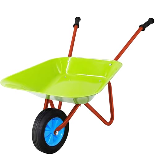 YORFULL Schubkarrenset für Kinder, Gartenschubkarre en Metal, Kinder Gartengeräte, Gartenwerkzeug Kinder zum Spielen im Freien (Grünrosa) von YORFULL