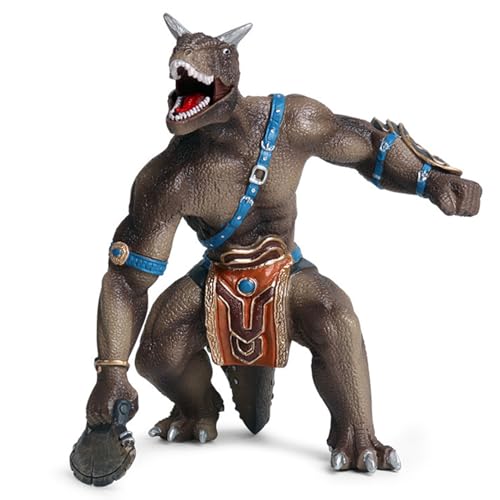 Torosaurus Krieger Spielzeug, Torosaurus Krieger Gangfiguren, Wildlife Modelle, mythische Tiere, magische Monster, Geschenke für Kinder, Dinosaurier Spielzeug, Torosaurus Ornamente von YORISMAL
