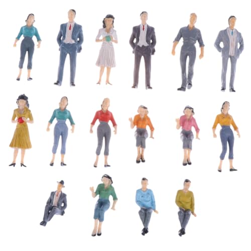 YOSADIER 16 Stück Teiliges Miniatur Menschen Figuren Farbig Bemalt Detailreiche Mini Menschenmodelle für Architektur Schulprojekt und Diorama Robuste Kunststofffiguren Zufällige Farbe von YOSADIER