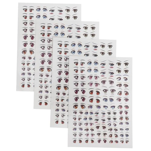 YOSADIER 4 Blätter DIY Cartoon Augen Aufkleber für Puppen Selbstklebende Wassertransfer Decals für Bastelprojekte für Puppenherstellung und Kreative Bastelarbeiten von YOSADIER