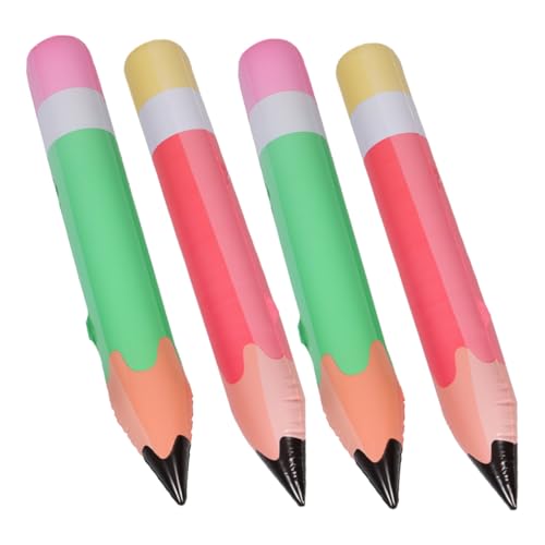 YOSADIER 4 Stück Teiliges PVC Aufblasbares Bleistift Ballon Große Schulanfang Dekoration Langlebige Klassenzimmer Party Deko Einfache Aufhängung Bunte Grün Rote Riesen Bleistift Luftballons von YOSADIER