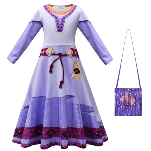 YOSICIL ASHA Prinzessin Kostüm mit Tasche Wish Asha Wunschkleider Kleidungsstück Erwachsene Kleid Outfit für Kindergarten Geburtstagsfeiern Halloween Weihnachten Karneval, 160 von YOSICIL