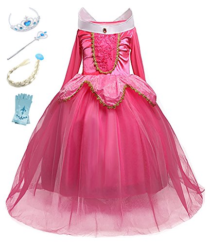 YOSICIL Dornröschen Kostüm für Mädchen Aurora Prinzessinkleid mit Zubehöre Rosa Kleidung Zauberstab Krone Handschuhe für Kindergarten Halloween Weihnachten Geburtstagsparty Verkleidung, Rosa A, 150 YOSICIL Dornröschen Kostüm für Mädchen Aurora Prinzessinkleid mit Zubehöre Rosa Kleidung Zauberstab Krone Handschuhe für Kindergarten Halloween Weihnachten Geburtstagsparty Verkleidung, Rosa A, 150 von YOSICIL