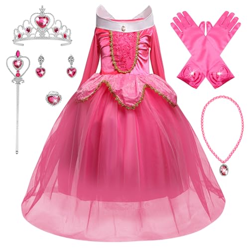 YOSICIL Dornröschen Kostüm für Mädchen Aurora Prinzessinkleid mit Zubehöre Rosa Kleidung Zauberstab Krone Handschuhe für Kindergarten Halloween Weihnachten Geburtstagsparty Verkleidung, Rosa B, 110 YOSICIL Dornröschen Kostüm für Mädchen Aurora Prinzessinkleid mit Zubehöre Rosa Kleidung Zauberstab Krone Handschuhe für Kindergarten Halloween Weihnachten Geburtstagsparty Verkleidung, Rosa B, 110 von YOSICIL