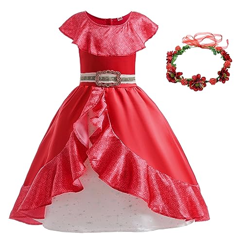 YOSICIL Elena Adventure Princess Elena Mädchenkostüm Elena of Avalor Kinderkostüm mit Rüschen Halloween-Kostüm für Mädchen Weihnachtsfeier Geburtstagsgeschenk Rollenspiel-Rock Rot,130 YOSICIL Elena Adventure Princess Elena Mädchenkostüm Elena of Avalor Kinderkostüm mit Rüschen Halloween-Kostüm für Mädchen Weihnachtsfeier Geburtstagsgeschenk Rollenspiel-Rock Rot,130 von YOSICIL