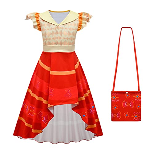 YOSICIL Encanto Dolores Verkleidung Mädchen Kostüm mit Tasche Perücke Umhang Prinzessin fliegendes Ärmel-Kleid für Cosplay Halloween Geburtstagsfeier Party Weihnachten Karneval, Rot B, 160 YOSICIL Encanto Dolores Verkleidung Mädchen Kostüm mit Tasche Perücke Umhang Prinzessin fliegendes Ärmel-Kleid für Cosplay Halloween Geburtstagsfeier Party Weihnachten Karneval, Rot B, 160 von YOSICIL