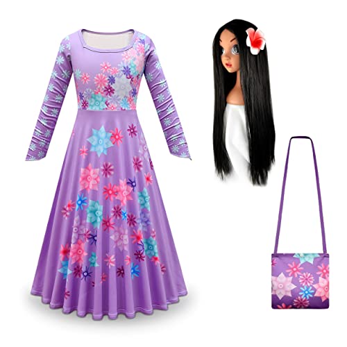 YOSICIL Encanto Isabela Mädchen Kleid Prinzessin-Kostüm mit Tasche/Perücke/Umhang Verkleidung für Halloween Cosplay Weihnachten Geburtstagsgeschenk Karneval Fancy Outfits, Lila E, 160 YOSICIL Encanto Isabela Mädchen Kleid Prinzessin-Kostüm mit Tasche/Perücke/Umhang Verkleidung für Halloween Cosplay Weihnachten Geburtstagsgeschenk Karneval Fancy Outfits, Lila E, 160 von YOSICIL