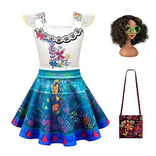 YOSICIL Encanto Mirabel Mädchen Prinzessin-Kostüm Verkleidung Rüschen-Kleider für Weihnachten Cosplay Halloween Karneval Geburtstagsfeier Party mit Tasche/Perücke/Umhang, Grün E, 140 YOSICIL Encanto Mirabel Mädchen Prinzessin-Kostüm Verkleidung Rüschen-Kleider für Weihnachten Cosplay Halloween Karneval Geburtstagsfeier Party mit Tasche/Perücke/Umhang, Grün E, 140 von YOSICIL