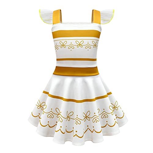 YOSICIL Encanto Mirabel Mädchen Prinzessin-Kostüm Verkleidung Rüschen-Kleider für Weihnachten Cosplay Halloween Karneval Geburtstagsfeier Party mit Tasche/Perücke/Umhang, Weiß A, 140 YOSICIL Encanto Mirabel Mädchen Prinzessin-Kostüm Verkleidung Rüschen-Kleider für Weihnachten Cosplay Halloween Karneval Geburtstagsfeier Party mit Tasche/Perücke/Umhang, Weiß A, 140 von YOSICIL
