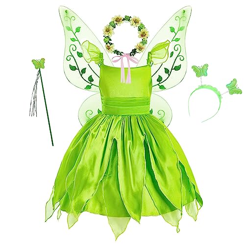 YOSICIL Grün Kleider Tinkerbell Kostüm Badenanzug Mädchen Kinder Outfits mit Zubehöre für Halloween Geburtstag Schwimm Pool Karneval Cosplay Fasching Verkleidung Geschenk, 150 YOSICIL Grün Kleider Tinkerbell Kostüm Badenanzug Mädchen Kinder Outfits mit Zubehöre für Halloween Geburtstag Schwimm Pool Karneval Cosplay Fasching Verkleidung Geschenk, 150 von YOSICIL