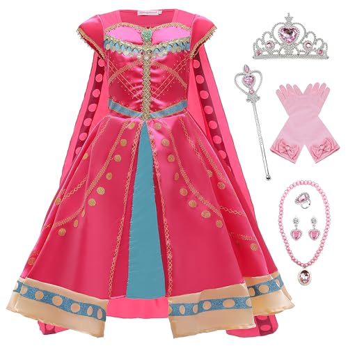YOSICIL Jasmin Prinzessin Kostüm für Mädchen Aladdin Kleid Kinder Dress up Set mit Zauberstab Krone für Verkleidung Cosplay Geburtstag Party Karneval Weihnachten, Rosa, 130 YOSICIL Jasmin Prinzessin Kostüm für Mädchen Aladdin Kleid Kinder Dress up Set mit Zauberstab Krone für Verkleidung Cosplay Geburtstag Party Karneval Weihnachten, Rosa, 130 von YOSICIL