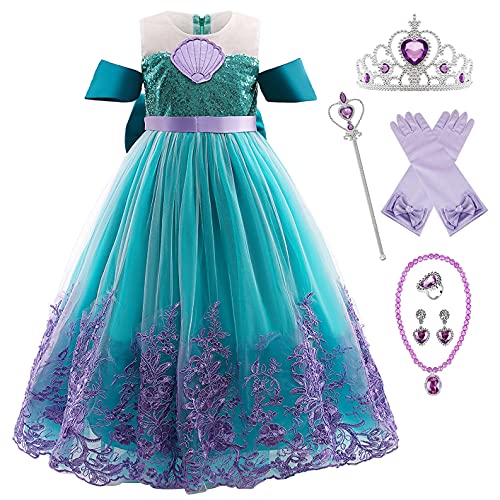 YOSICIL Kostüm für Mädchen Kinder Prinzessinkleid mit Zubehöre Krone handschuhe zauberstab ring für Halloween Weihnachten Verkleidung Party Kindergarten Geburtstagsfeiern, Blau A, 120 YOSICIL Kostüm für Mädchen Kinder Prinzessinkleid mit Zubehöre Krone handschuhe zauberstab ring für Halloween Weihnachten Verkleidung Party Kindergarten Geburtstagsfeiern, Blau A, 120 von YOSICIL