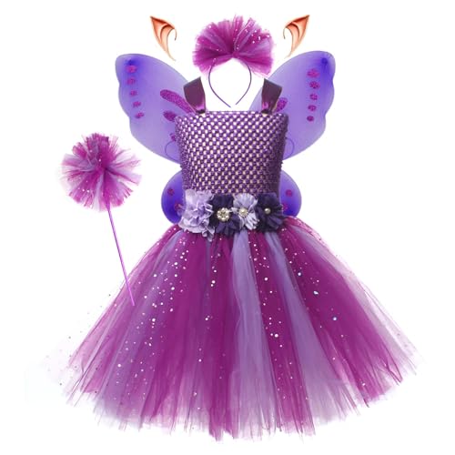 YOSICIL Mädchen Feen Kostüm Kinder Schmetterlingsflügel Tutu Kleid mit Zauberstab für 3-8 Jahre alt Mädchen Verkleidung Geschenk Blumenmädchen Cosplay Hochzeit Weihnachtenm Lila, XXL YOSICIL Mädchen Feen Kostüm Kinder Schmetterlingsflügel Tutu Kleid mit Zauberstab für 3-8 Jahre alt Mädchen Verkleidung Geschenk Blumenmädchen Cosplay Hochzeit Weihnachtenm Lila, XXL von YOSICIL