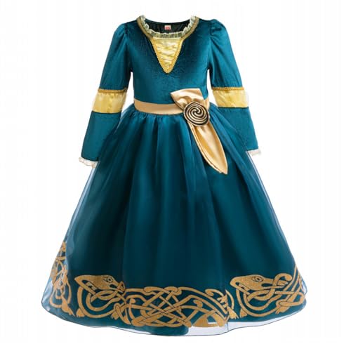 YOSICIL Mädchen Merida Prinzessin Kostüm mit Langärmel Kinder Kleid Tutu Dress Up Set für Verkleidung Geschenk Cosplay Halloween Karneval Gesburtstag Kindergarten, Blau, 100 YOSICIL Mädchen Merida Prinzessin Kostüm mit Langärmel Kinder Kleid Tutu Dress Up Set für Verkleidung Geschenk Cosplay Halloween Karneval Gesburtstag Kindergarten, Blau, 100 von YOSICIL