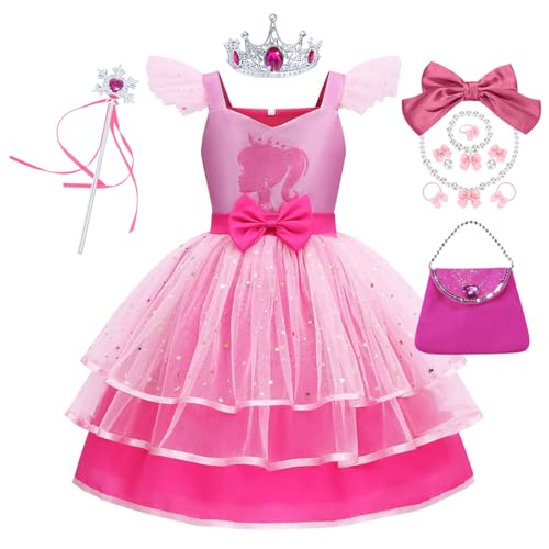 YOSICIL Mädchen Rosa Prinzessin Tutu Kleid Kinder Tüllkleid Aurora Baby Dress Set mit Zubehör für Geschenk Verkleidung Geburtstag Cosplay Blumenmädchen Halloween Karneval, Rosa, 150 YOSICIL Mädchen Rosa Prinzessin Tutu Kleid Kinder Tüllkleid Aurora Baby Dress Set mit Zubehör für Geschenk Verkleidung Geburtstag Cosplay Blumenmädchen Halloween Karneval, Rosa, 150 von YOSICIL