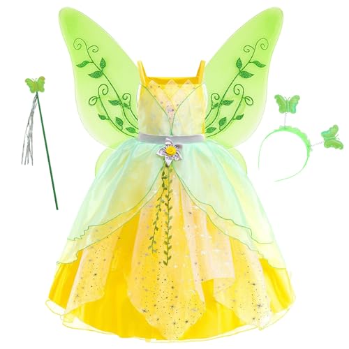 YOSICIL Mädchen Tiana Prinzessin Kostüm Elsa Anna Kleid flügel Tutu gelb grün Dress up für Verkleidung Halloween Kindergarten Cosplay geschenk Rollenspiele Karneval, Gelb, 130 YOSICIL Mädchen Tiana Prinzessin Kostüm Elsa Anna Kleid flügel Tutu gelb grün Dress up für Verkleidung Halloween Kindergarten Cosplay geschenk Rollenspiele Karneval, Gelb, 130 von YOSICIL
