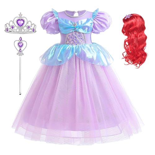 YOSICIL Meerjungfrau Prizessin Kleid für Mädchen Kinder elegantes Kostüm mit rote Perücke Tüll Maxikleid für Verkleidung Halloween Cosplay Geburtstagsfeier Weihnachten, 150 YOSICIL Meerjungfrau Prizessin Kleid für Mädchen Kinder elegantes Kostüm mit rote Perücke Tüll Maxikleid für Verkleidung Halloween Cosplay Geburtstagsfeier Weihnachten, 150 von YOSICIL