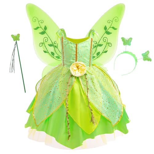 YOSICIL Tiana Kostüm Mädchen Elsa Kinder Prinzessin Kleid mit Flügel Haarband zauberstab Baby Grünes Tutu Outfits für Verkleidung Halloween Weihnachten Geschenk Karneval Cosplay, Grün, 150 YOSICIL Tiana Kostüm Mädchen Elsa Kinder Prinzessin Kleid mit Flügel Haarband zauberstab Baby Grünes Tutu Outfits für Verkleidung Halloween Weihnachten Geschenk Karneval Cosplay, Grün, 150 von YOSICIL