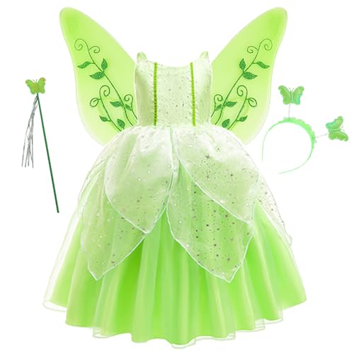 YOSICIL Tinkerbell Kostüm Grüne Fee Kleid Verkleidung Trilly Kleid Karneval mit Flügel für Baby Mädchen Kinder Feenkostüm für Geburtstag Karneval Hallowee,grüner,100 YOSICIL Tinkerbell Kostüm Grüne Fee Kleid Verkleidung Trilly Kleid Karneval mit Flügel für Baby Mädchen Kinder Feenkostüm für Geburtstag Karneval Hallowee,grüner,100 von YOSICIL