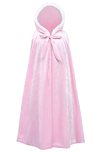 YOSICIL Umhang für Mädchen Satin Cape Mantel Kapuze für Winter Weihnachten Outdoor Karneval Halloween Poncho, Rosa, L YOSICIL Umhang für Mädchen Satin Cape Mantel Kapuze für Winter Weihnachten Outdoor Karneval Halloween Poncho, Rosa, L von YOSICIL