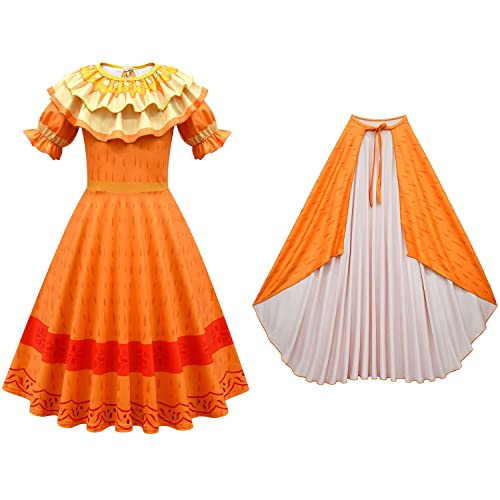 YOSICIL Encanto Anime Pepa Prinzessinnenkleid Kinderkostüm für Märchen Verkleidung Halloween Karneval Geburtstag Weihnachten Festliches Maxikleid mit Tasche, Orange D, 160 YOSICIL Encanto Anime Pepa Prinzessinnenkleid Kinderkostüm für Märchen Verkleidung Halloween Karneval Geburtstag Weihnachten Festliches Maxikleid mit Tasche, Orange D, 160 von YOSICIL