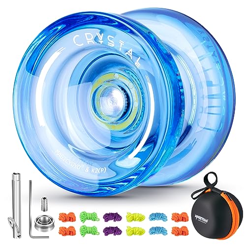 Reaktionsfähiges JoJo für Kinder K2 Crystal Blue, Kunststoff JoJo, professionelles Yoyo mit Nicht reagierendem Lager, Trick Yoyo für Erwachsene, mit Lagerentferner, Tasche, 12 Yo-Yo-Schnüre (Blau) Reaktionsfähiges JoJo für Kinder K2 Crystal Blue, Kunststoff JoJo, professionelles Yoyo mit Nicht reagierendem Lager, Trick Yoyo für Erwachsene, mit Lagerentferner, Tasche, 12 Yo-Yo-Schnüre (Blau) von YOSTAR