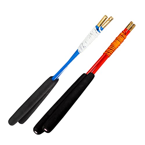 YOSTAR Diabolostäbe 2er Pack, Diabolo Handstäbe für Diabolo Durchmesser Mittel Gr. 5 mit Schnur (Blau + Orange) von YOSTAR