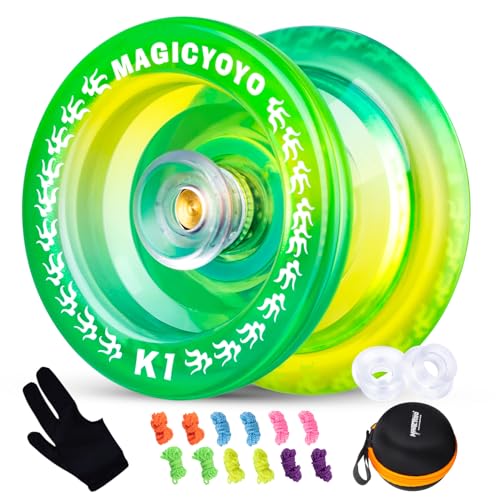 YOSTAR JoJo K1 Yoyo Profi JoJo mit Leerlauf, Responsive Yoyo Trick JoJo Kinder, Stunt Jo Jo für Kinder JoJo Spielzeug, Anfänger JoJo mit 12 Yoyo Schnüre + Jo Jo Handschuh + JoJo Hülle (Grün Gelb) YOSTAR JoJo K1 Yoyo Profi JoJo mit Leerlauf, Responsive Yoyo Trick JoJo Kinder, Stunt Jo Jo für Kinder JoJo Spielzeug, Anfänger JoJo mit 12 Yoyo Schnüre + Jo Jo Handschuh + JoJo Hülle (Grün Gelb) von YOSTAR