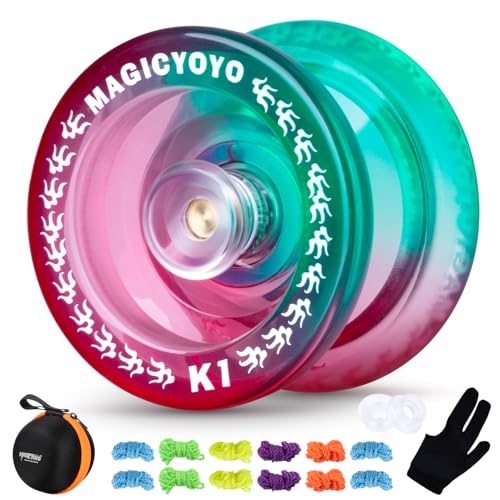 YOSTAR JoJo Kinder Reaktionsfähiges JoJo k1 Plus, Schlepper-Return Yoyo Profi Trick Jo-jo, Jo Jo Für Kinder Und Anfänger, Mit 12 Schnüre, Koffer, Handschuh, 2 Hubatack YOSTAR JoJo Kinder Reaktionsfähiges JoJo k1 Plus, Schlepper-Return Yoyo Profi Trick Jo-jo, Jo Jo Für Kinder Und Anfänger, Mit 12 Schnüre, Koffer, Handschuh, 2 Hubatack von YOSTAR