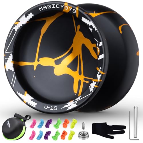 YOSTAR Yoyo Profi V10, Trick Jojo mit Leerlauf und Kugellager, Jo Jo für Kinder und Erwachsene, Responsive und Unresponsive Jo-Jo Spielzeug, mit 12 Saiten, Lagersatz, Handschuh, Gehäuse (Schwarz Gold) YOSTAR Yoyo Profi V10, Trick Jojo mit Leerlauf und Kugellager, Jo Jo für Kinder und Erwachsene, Responsive und Unresponsive Jo-Jo Spielzeug, mit 12 Saiten, Lagersatz, Handschuh, Gehäuse (Schwarz Gold) von YOSTAR