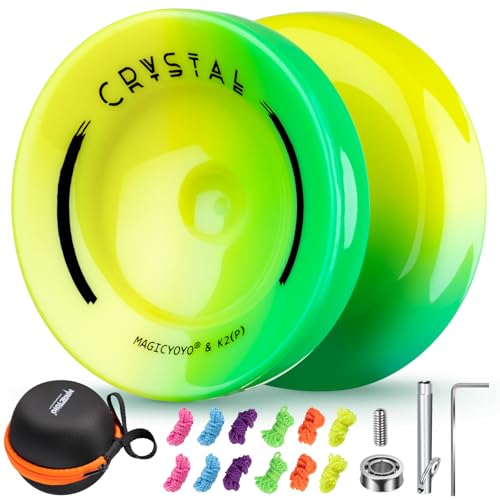 YOSTAR Professionell Kristall Yoyo K2 Gelb Grün, Reagierendes Trick JoJo für Kinder, Dual Purpose Profi Yoyo, mit Nicht Reagierendem Yo yo Lager Kit, 12 Saiten, Yo-Yo Case YOSTAR Professionell Kristall Yoyo K2 Gelb Grün, Reagierendes Trick JoJo für Kinder, Dual Purpose Profi Yoyo, mit Nicht Reagierendem Yo yo Lager Kit, 12 Saiten, Yo-Yo Case von YOSTAR