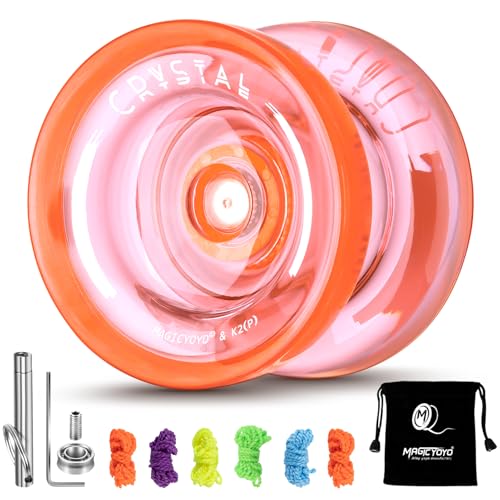 YOSTAR Yoyo K2 Crystal, Responsive Yoyo für Kinder und Anfänger, Dual Purpose JoJo mit unresponsiven, Professional Trick JoJo für Finger Spin, mit 12-Saiten, Lagersatz (Orange) von YOSTAR