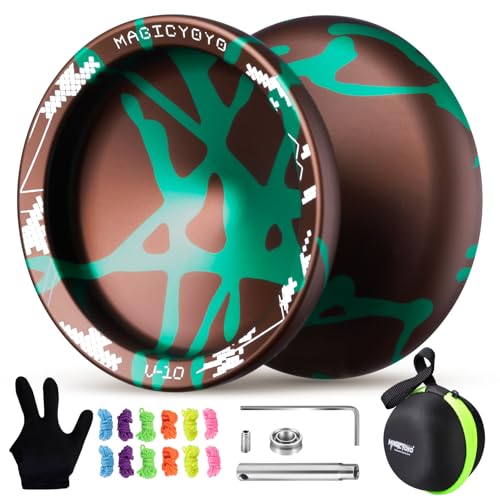 YOSTAR Yoyo Profi V10, Neo Spin JoJo mit Leerlauf und Kugellager, Trick Jo-jo für Kinder und Erwachsene, Responsive und Unresponsive Jo-Jo, mit 12 Saiten, Lagersatz, Handschuh, Gehäuse (Braun Grün) YOSTAR Yoyo Profi V10, Neo Spin JoJo mit Leerlauf und Kugellager, Trick Jo-jo für Kinder und Erwachsene, Responsive und Unresponsive Jo-Jo, mit 12 Saiten, Lagersatz, Handschuh, Gehäuse (Braun Grün) von YOSTAR