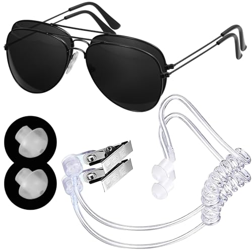 YOTNUS Männer im Kostüm Schwarz - Spionage-Zubehör für Erwachsene mit falschen Ohrmuscheln und Sonnenbrille - Geheimagent Cosplay Ausrüstung für Halloween oder Erwachsenen-Themenpartys (1 Stück) von YOTNUS