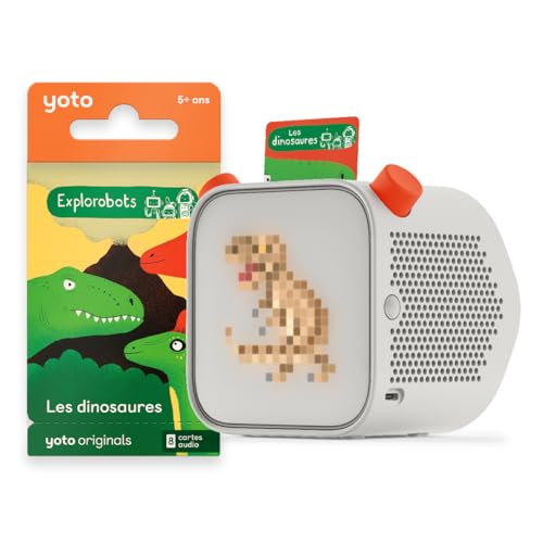 Yoto Player (3. Generation) + Die Explorobots: Dinosaurier, Geschichtenbox, Geschichtenerzähler mit Nachtlicht, Uhr, 8 französische Hörbücher für Kinder, erste Geschichten 5 bis 10 Jahre von YOTO