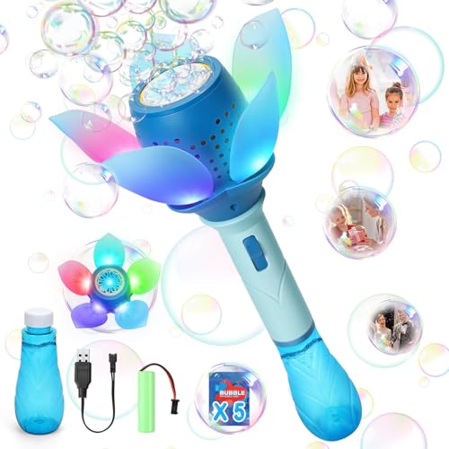 YOTOY Seifenblasenmaschine für Kinder Mädchen Seifenblasen Zauberstab für Hochzeit Leuchtende Lotos Geschenke für 3-8 Jahre Mädchen Junge Spielzeug für 2 3 4 Jahre Kinder Geburtstag Geschenkideen von YOTOY