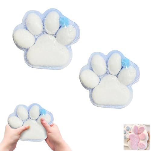 YOUKENE Handgefertigtes Taba Squishy Big Cat Paw Silikon-Quetschspielzeug zum Stressabbau 5 Zoll X-Large Size Giant Paw Squishy Fidget Toys (03-Blue) von YOUKENE