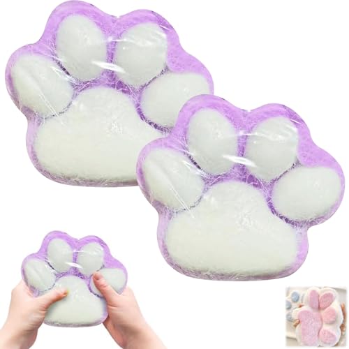 YOUKENE Handgefertigtes Taba Squishy Big Cat Paw Silikon-Quetschspielzeug zum Stressabbau - 5 Zoll X-Large Size Giant Squishy Fidget Toys (04-Purple) von YOUKENE