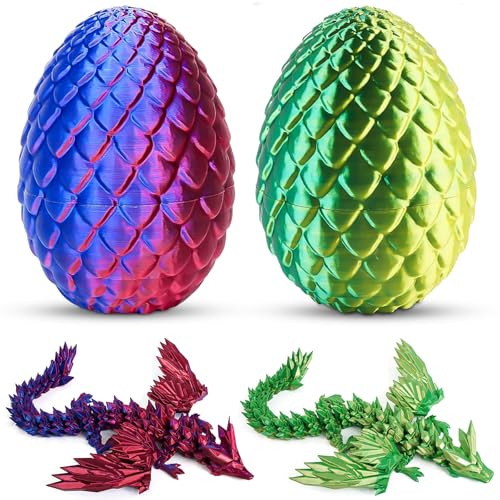 YOUNGSAY 2 STK 3D Gedrucktes Drachenei, Beweglichem 3D Drache mit Abnehmbare Drachen Ei, 3D Gedruckter Drache mit Flügel für Heimdekoration und Kindergeschenke (2 Farben) von YOUNGSAY