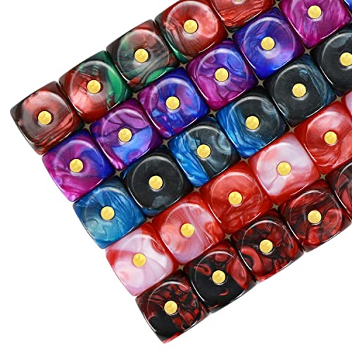 YOUSHARES 50 Pack D6 Spielwürfel Set mit Beutel - 16 mm zweifarbige 6-seitige Würfel, perfekte Tischspielwürfel für Tenzi, DND MTG RPG-Kriegsspiele von YOUSHARES