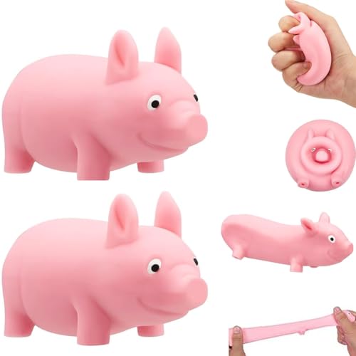 Schwein Stress Spielzeug 2 Stück, Schweine Quetschspielzeug, Kreatives Dekompressions Rosa Schweinchen Spielzeug, Stressspielzeug Schwein, Anti Stress Spielzeug für Erwachsene und Kinder von YOUSWAN